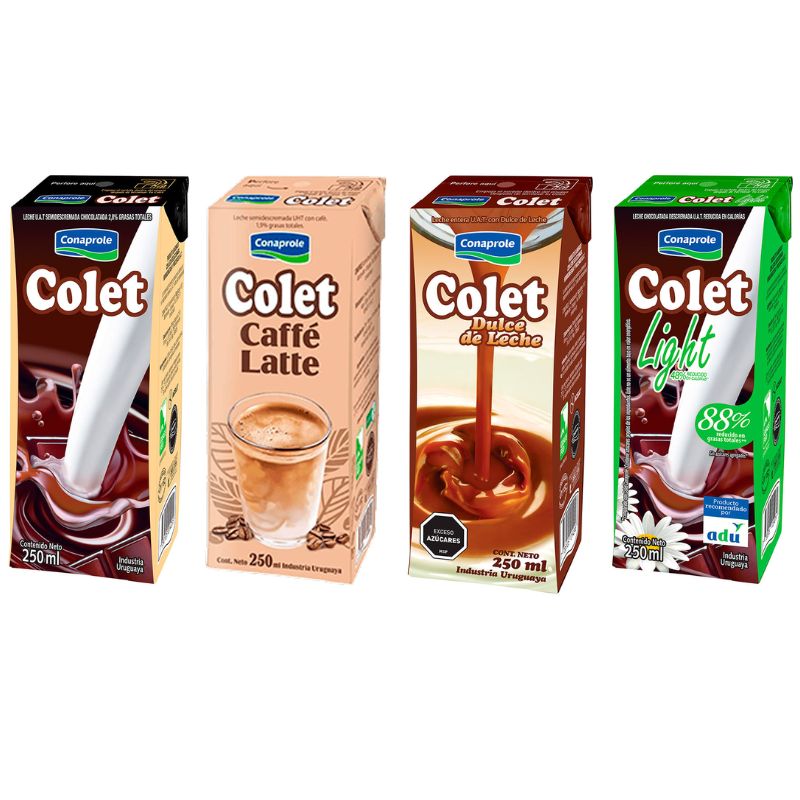 Leche chocolatada COLET común, light y dulce de leche: imagen 1