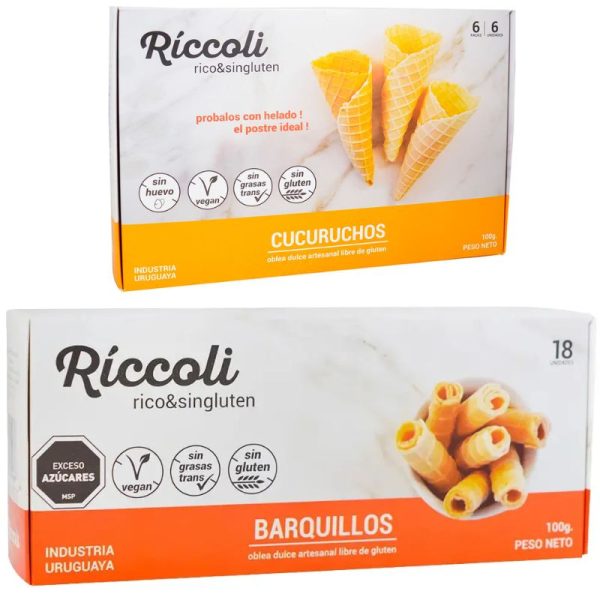 Barquillos y cucuruchos sin gluten RICCOLI 100g Barquillos y cucuruchos sin gluten RICCOLI 100g